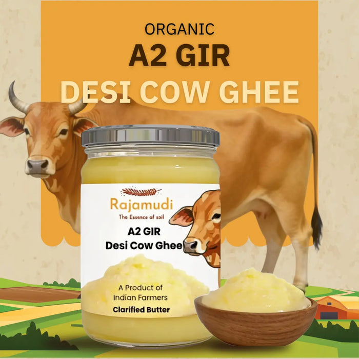 Rajamudi A2 Gir Cow Ghee 500ml | Pure Desi Ghee Made Using Traditional Bilona Method | Rich in Nutrition & Natural Goodness | Made from our Local Chittor Farm's Gir Cows