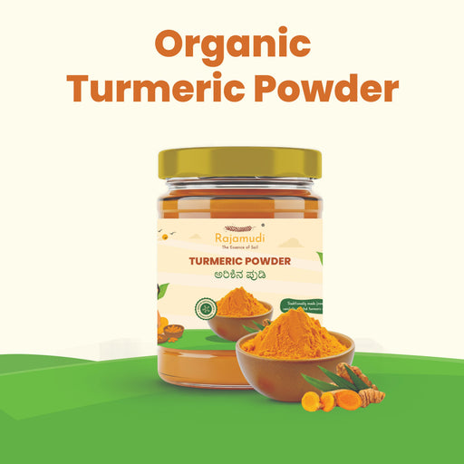 Jar of organic turmeric powder